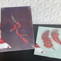 Tábua de vidro temperado retangular 38cm para cozinha churrasco decorada com pimenta preta ou branca