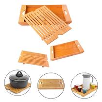 Tábua em Bambu Cortar Pão Bolo Migalheira Aparador Bandeja