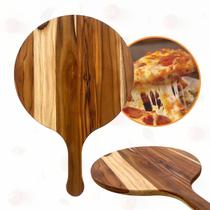 Tábua Em Madeira Teca Para Cortar e Servir Pizza 35Cm