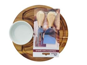 Tábua Frios Queijo com Kit Facas e Porcelana