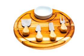 Tábua Frios Queijo com Kit Facas e Porcelana