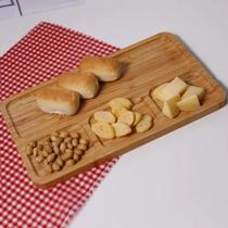 Tábua Gamela Petisqueira Retangular Em Bambu Divisórias Frios Queijos FWB