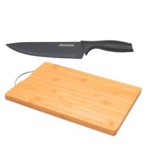 Tabua gourmet ecokitchen 22x32cm + faca chef inox antiad 8" pt