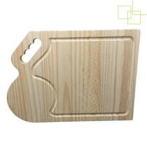 Tábua Madeira Pinus Cabo Ergonomico Conforto para Churrasco com Canaletas 35x25x2