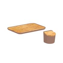 Tabua Migalheira Bandeja e Saleiro Tampa Mesa Bambu Marrom