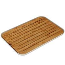 Tábua Migalheira Bege Base Bambu 33x23cm Porta Pão Bolo Salgados Lume Ou
