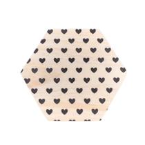 Tábua mini hexágono Corações Preto Tábua mini hexágono Corações Preto