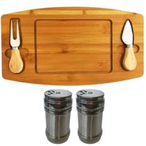 Tábua P/ Frios/Queijos + Saleiros/Pimenteiros 5 Pçs Inox/Bambu - Top Chef Tábua P/ Frios/Queijos + Saleiros/Pimenteiros 5 Pçs Inox/Bambu - Top Chef