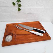 Tábua para Churrasco Corte Carne Legumes Com Molheira 40cm