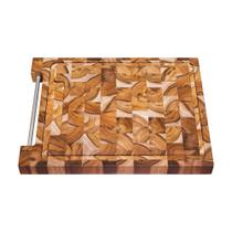 Tábua para Churrasco Retangular em Madeira Invertida Teca com Acabamento Envernizado 48 x 36 cm Tramontina