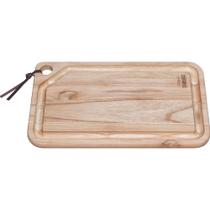 Tábua Para Churrasco Retangular Em Madeira Teca Com Acabamento Natural 49 X 28 Cm