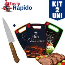 Tabua para Cortes Estampada Faca de Cozinha de 8 Polegadas de Carne com Cabo de Madeira Desenhada