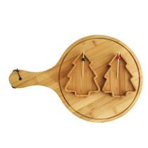 Tábua Para Frios Natalina Com 5 Peças Patês Petiscos Madeira 43,5x29x5cm.