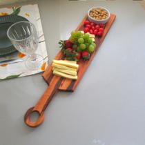 Tábua Para Frios Servir Queijos Petiscos Aperitivos Madeira Maciça 65cm