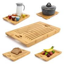 Tábua Para Pães Migalheira 3 em 1 Bandeja Grade Bambu