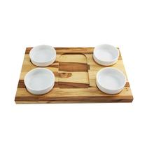 Tábua para petisco petisqueira quadrada c/ 4 cumbucas Tábua para petisco petisqueira quadrada c/ 4 cumbucas