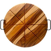 Tábua Para Pizza De Madeira 43 Cm Para Servir Com Alça Tábua Para Pizza De Madeira 43 Cm Para Servir Com Alça