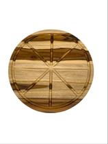 Tábua Para Pizza Em Madeira Teca 35Cm Tábua Para Pizza Em Madeira Teca 35Cm