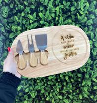 Tábua para queijo Bambu com talheres