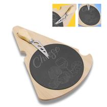 Tabua Para Queijo Em Bambu E Pedra - Conjunto Com Faca