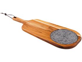 Tábua para Queijos Tramontina Provence em Teca com Cabo e Pedra 48x19 cm