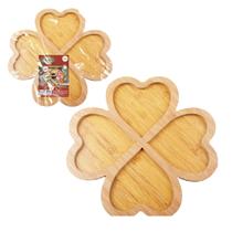 Tabua Petisqueira Bambu 4 Coracao Compartimentos 28x28cm