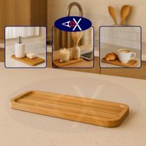 Tabua Petisqueira Bandeja Bambu Retangular Servir e Decorar Cozinha Mesa Escritório Sala