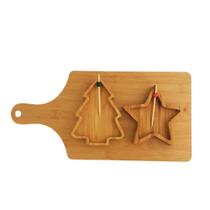 Tábua Petisqueira Natalina Madeira 5 Peças Para Servir Frios Pães e Petiscos