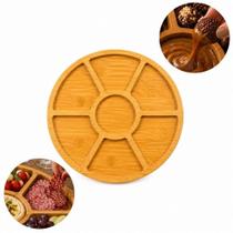 Tábua Petisqueira Premium com 7 Divisórias para Frios em Madeira Amadeirado para Aperitivos Yeet Tábua Petisqueira Premium com 7 Divisórias para Frios em Madeira Amadeirado para Aperitivos Yeet