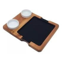 Tabúa Picanheira de Madeira com Chapa de Ferro e 2 Cumbucas MS Madeiras