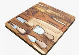 Tábua Queijo/Frios com Kit Facas de Queijo