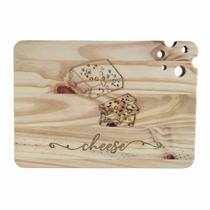 Tábua Queijo para Frios e Petiscos Cheese em Madeira de Pinus Natural Gravação a Laser e Óleo Mineral