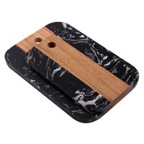 Tábua Retangular em Mármore Preto e Madeira