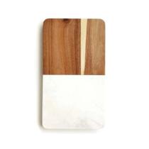 Tábua Retangular Madeira e Mármore Branco 35x20cm BTC