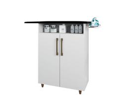 Tabua Roupa Mesa Com Espuma 80cm E Armário Multiuso 2 Portas