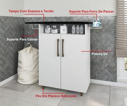 Tabua Roupa Mesa Com Espuma 80cm E Armário Multiuso 2 Portas