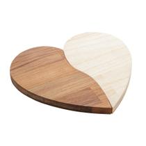 Tábua Servir Madeira Teca E Pinus Coração 33X29X2Cm Woodart