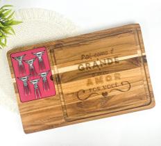 Tábua Teca 44x28cm Com 6 Garfinhos Pai Tábua Teca 44x28cm Com 6 Garfinhos Pai