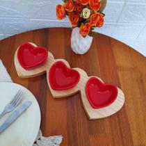 Tabua Três Corações Com Mini Bowl Coração Vermelho Servir Frios Mesa Posta