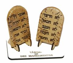 Tábuas Da Lei Dez Mandamentos Base Madeira Mdf Pequena