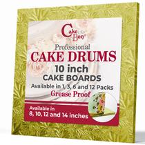 Tábuas de bolo Cakebon Square douradas de 10 polegadas com 1,3 cm de espessura, pacote com 3