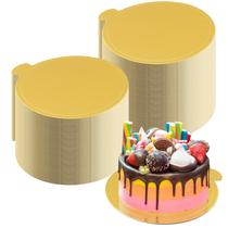 Tábuas de bolo zsccxq redondas de 4 polegadas revestidas a ouro (pacote com 100)