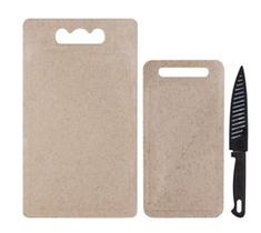 Tábuas Para Corte Com Duas (2) Tabuas Uma (1) Faca Bege