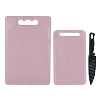 Tábuas Para Corte De Alimentos - 2 Tabuas E 1 Faca Rosa