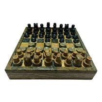 Tabuleiro 2 em 1 Xadrez Damas com Porta Peças 18 cm