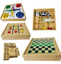 Tabuleiro 4 Em 1 Dama Ludo Velha Dominó Jogo Educativo Made