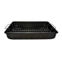 Tabuleiro Assadeira Antiaderente Com Grelha Em Aço 40x29cm. Tabuleiro Assadeira Antiaderente Com Grelha Em Aço 40x29cm.