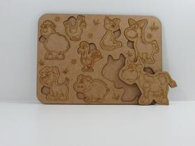 Tabuleiro Brinquedos Educativo Pedagógico Encaixe Animais - MDF Fina Arte