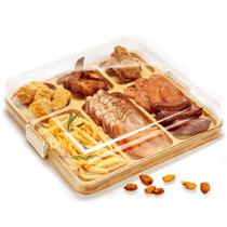 Tabuleiro de charcutaria Combler Bamboo com tampa, 6 compartimentos Tabuleiro de charcutaria Combler Bamboo com tampa, 6 compartimentos