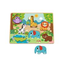 Tabuleiro de Encaixe - Animais da Selva, da hi Pando - Quebra-Cabeça de Madeira com peças grossas cód. HP027